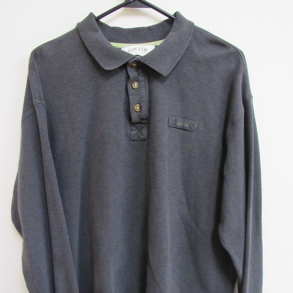 Vintage Orvis Gray Henley Shirt Heavyweight Long Sleeve Pullover XL
